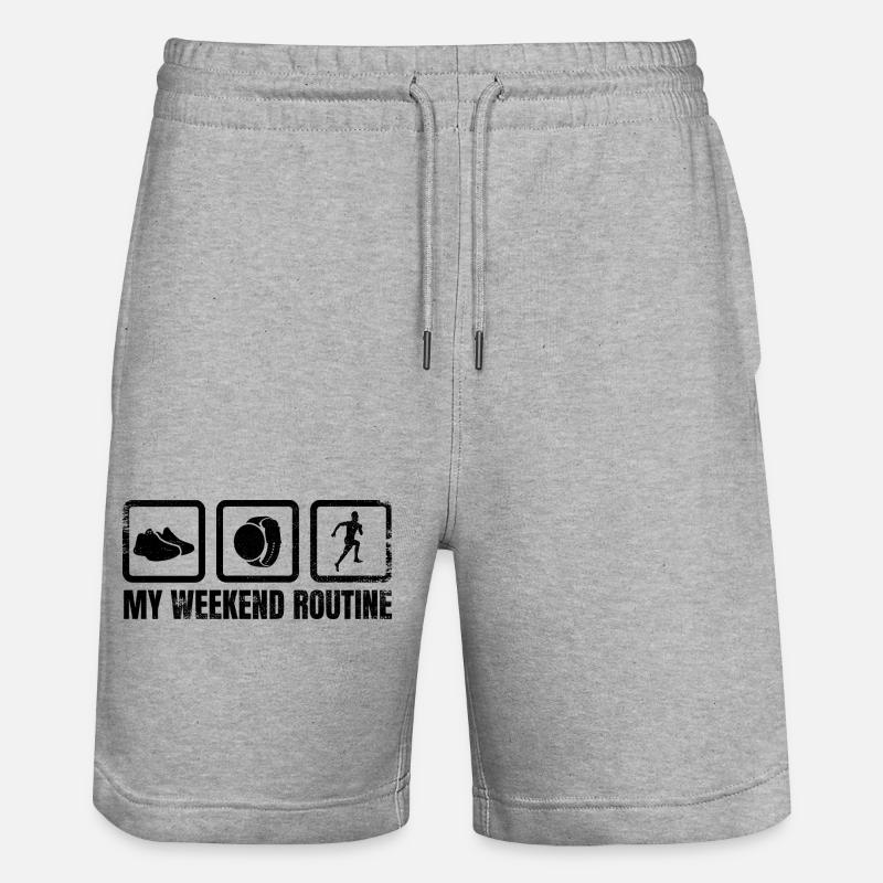 My Weekend Routine - Stanley/Stella Trainer Unisex Organic Jogging Shorts - heather grey
