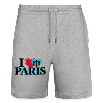 I Heart Paris: Herz Brücke Stil - Stanley/Stella Unisex Bio Joggingshorts Trainer  - Grau meliert - Vorne - Nik (191cm) & Marisol (170cm)