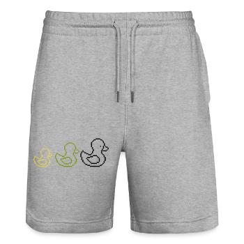 pixel enten - Stanley/Stella Unisex Bio Joggingshorts Trainer  - Grau meliert - Vorne - Nik (191cm) & Marisol (170cm)