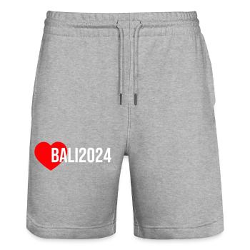Bali 2024 Herz Urlaub - Stanley/Stella Unisex Bio Joggingshorts Trainer  - Grau meliert - Vorne - Nik (191cm) & Marisol (170cm)