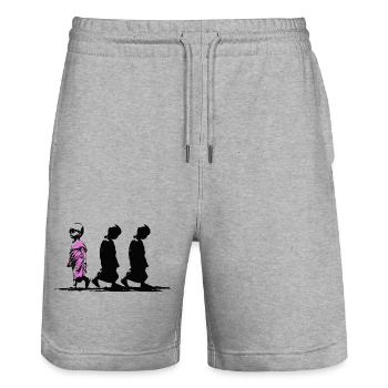 Neonpfad der Stille, sei anders - Stanley/Stella Unisex Bio Joggingshorts Trainer  - Grau meliert - Vorne - Nik (191cm) & Marisol (170cm)