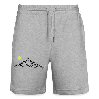 Mountains - Stanley/Stella Trainer Unisex Organic Jogging Shorts - heather grey - Front - Nik (191cm) & Marisol (170cm)