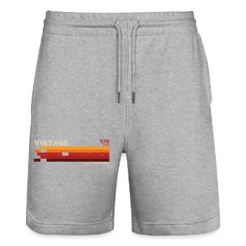 Vintage Stripes 70s Retro - Stanley/Stella Trainer Unisex Organic Jogging Shorts - heather grey - Front - Nik (191cm) & Marisol (170cm)