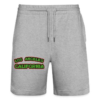 Los Angeles, Californie - Short de jogging bio TRAINER Stanley/Stella unisexe - gris chiné - Devant - Nik (191cm) & Marisol (170cm)