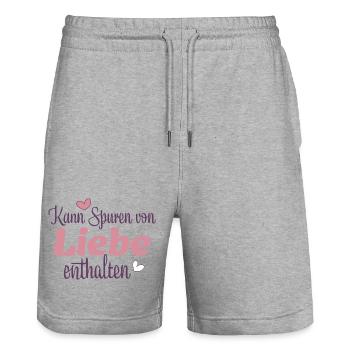 Kann Spuren von Liebe enthalten - Stanley/Stella Unisex Bio Joggingshorts Trainer  - Grau meliert - Vorne - Nik (191cm) & Marisol (170cm)