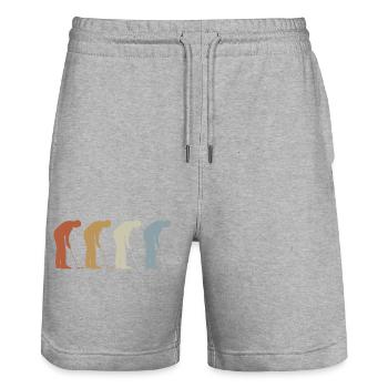 Minigolf Retro - Vintage - Silhouette - Stanley/Stella Unisex Bio Joggingshorts Trainer  - Grau meliert - Vorne - Nik (191cm) & Marisol (170cm)
