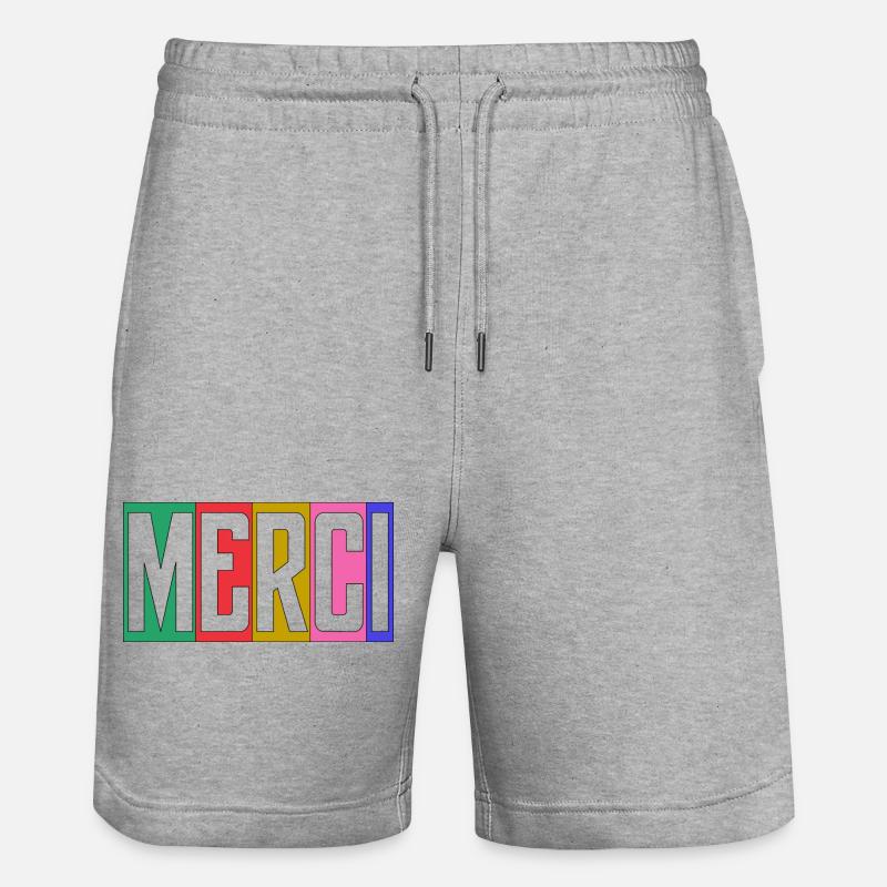 MERCI. THANKS. ANNIVERSAIRE. NAISSANCE. RETRAITE. - Short de jogging bio TRAINER Stanley/Stella unisexe - gris chiné