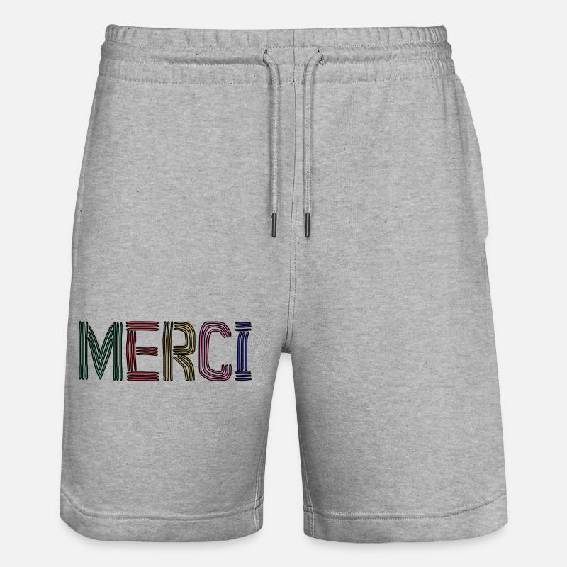 MERCI. THANKS. ANNIVERSAIRE. NAISSANCE. RETRAITE. - Short de jogging bio TRAINER Stanley/Stella unisexe - gris chiné