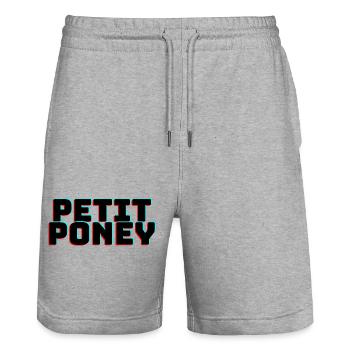 Petit poney - cadeau humour - musique petit poney - Short de jogging bio TRAINER Stanley/Stella unisexe - gris chiné - Devant - Nik (191cm) & Marisol (170cm)