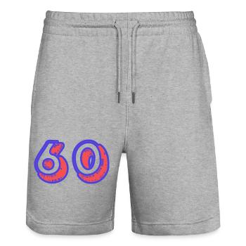 60. 60 ANS. 60e ANNIVERSAIRE. ANNIVERSAIRE 60 ANS. - Short de jogging bio TRAINER Stanley/Stella unisexe - gris chiné - Devant - Nik (191cm) & Marisol (170cm)