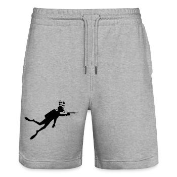 Diver with speargun - Stanley/Stella Trainer Unisex Organic Jogging Shorts - heather grey - Front - Nik (191cm) & Marisol (170cm)