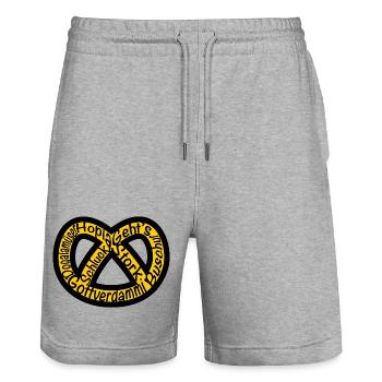 Pretzel Alsace Expression - Stanley/Stella Trainer Unisex Organic Jogging Shorts - heather grey - Front - Nik (191cm) & Marisol (170cm)