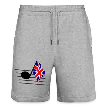 Flag music tone flag Great Britain - Stanley/Stella Trainer Unisex Organic Jogging Shorts - heather grey - Front - Nik (191cm) & Marisol (170cm)