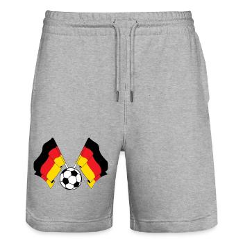 Flags crossed football Germany - Stanley/Stella Trainer Unisex Organic Jogging Shorts - heather grey - Front - Nik (191cm) & Marisol (170cm)