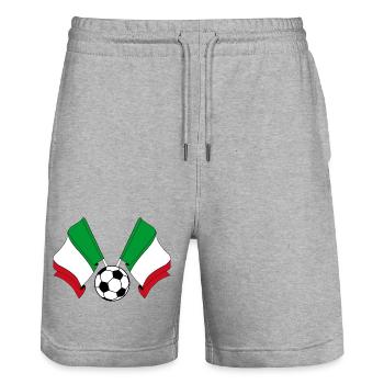 Two Italian Flags Football Italy - Stanley/Stella Trainer Unisex Organic Jogging Shorts - heather grey - Front - Nik (191cm) & Marisol (170cm)