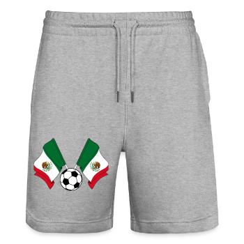 Deux drapeaux mexicains football Mexique - Short de jogging bio TRAINER Stanley/Stella unisexe - gris chiné - Devant - Nik (191cm) & Marisol (170cm)