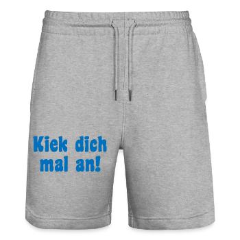 Modell Spruch Berliner - Stanley/Stella Unisex Bio Joggingshorts Trainer  - Grau meliert - Vorne - Nik (191cm) & Marisol (170cm)