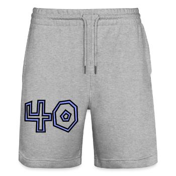 40. 40 YEARS. 40th ANNIVERSARY. 40TH ANNIVERSARY. - Stanley/Stella Trainer Unisex Organic Jogging Shorts - heather grey - Front - Nik (191cm) & Marisol (170cm)