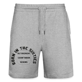 Geboren in den Sechzigern, Rente, Ruhestand - Stanley/Stella Unisex Bio Joggingshorts Trainer  - Grau meliert - Vorne - Nik (191cm) & Marisol (170cm)