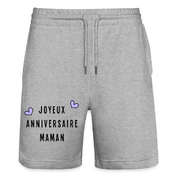 MAMA. MUTTERTAG. SCHÖNEN MUTTERTAG - Stanley/Stella Unisex Bio Joggingshorts Trainer  - Grau meliert - Vorne - Nik (191cm) & Marisol (170cm)