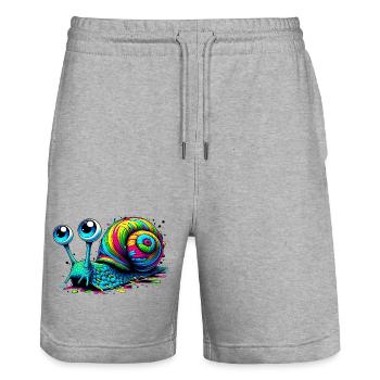 Snail - Stanley/Stella Trainer Unisex Organic Jogging Shorts - heather grey - Front - Nik (191cm) & Marisol (170cm)