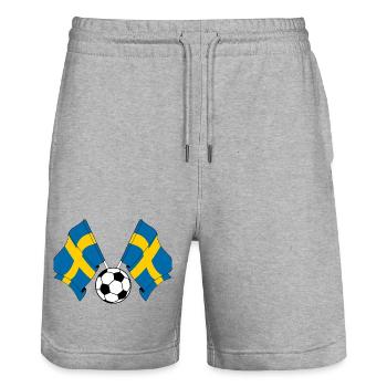 Deux drapeaux suédois croisés, football Suède - Short de jogging bio TRAINER Stanley/Stella unisexe - gris chiné - Devant - Nik (191cm) & Marisol (170cm)