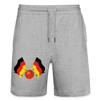 Zwei deutsche Fahnen gekreuzt Basketball Deutschland - Stanley/Stella Unisex Bio Joggingshorts Trainer  - Grau meliert - Vorne - Nik (191cm) & Marisol (170cm)
