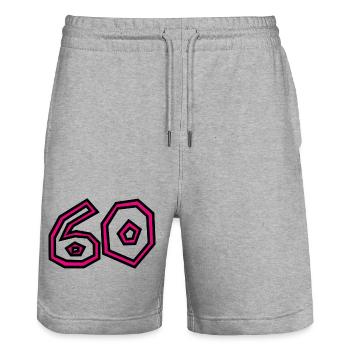 60. 60 YEARS. 60th ANNIVERSARY. 60TH BIRTHDAY. - Stanley/Stella Trainer Unisex Organic Jogging Shorts - heather grey - Front - Nik (191cm) & Marisol (170cm)