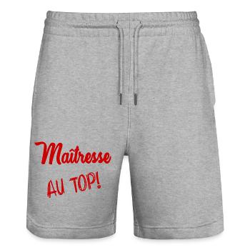 MERCI. MAÎTRESSE. MERCI MAÎTRESSE. MAITRESSE - Short de jogging bio TRAINER Stanley/Stella unisexe - gris chiné - Devant - Nik (191cm) & Marisol (170cm)