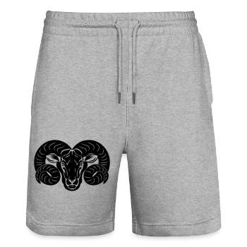 Sternzeichen Bild Widder - Stanley/Stella Unisex Bio Joggingshorts Trainer  - Grau meliert - Vorne - Nik (191cm) & Marisol (170cm)