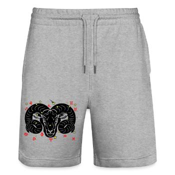 Sternzeichen Stern Logo Widder - Stanley/Stella Unisex Bio Joggingshorts Trainer  - Grau meliert - Vorne - Nik (191cm) & Marisol (170cm)