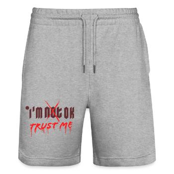 I'm OK. Trust Me. - Stanley/Stella Unisex Bio Joggingshorts Trainer  - Grau meliert - Vorne - Nik (191cm) & Marisol (170cm)