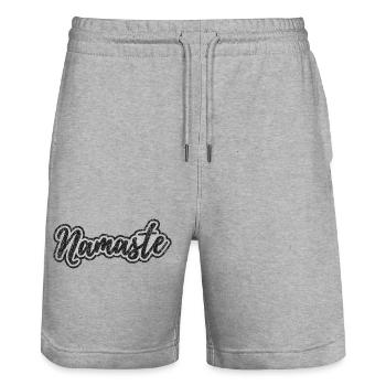 Namaste Black (Distressed) - Stanley/Stella Unisex Bio Joggingshorts Trainer  - Grau meliert - Vorne - Nik (191cm) & Marisol (170cm)