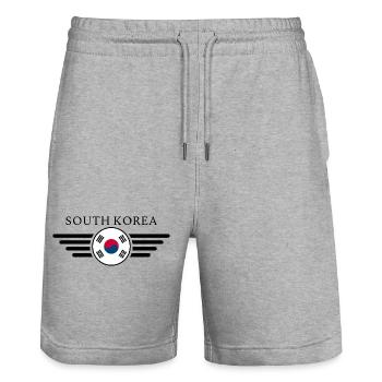 T-shirt design de style sud-coréen - Short de jogging bio TRAINER Stanley/Stella unisexe - gris chiné - Devant - Nik (191cm) & Marisol (170cm)