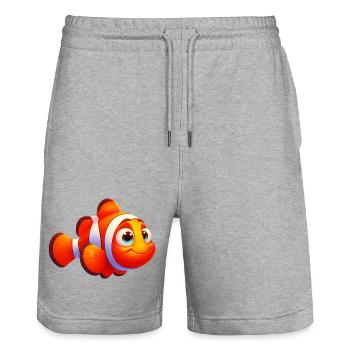 Clownfish - Stanley/Stella Trainer Unisex Organic Jogging Shorts - heather grey - Front - Nik (191cm) & Marisol (170cm)