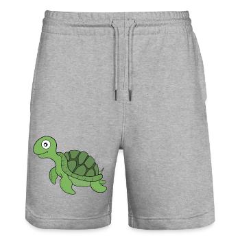 A friendly turtle - Stanley/Stella Trainer Unisex Organic Jogging Shorts - heather grey - Front - Nik (191cm) & Marisol (170cm)