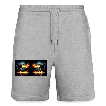 Flamenkampf - Stanley/Stella Unisex Bio Joggingshorts Trainer  - Grau meliert - Vorne - Nik (191cm) & Marisol (170cm)