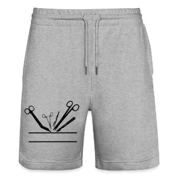Bannière de nom d’outil d’opération - Short de jogging bio TRAINER Stanley/Stella unisexe - gris chiné - Devant - Nik (191cm) & Marisol (170cm)