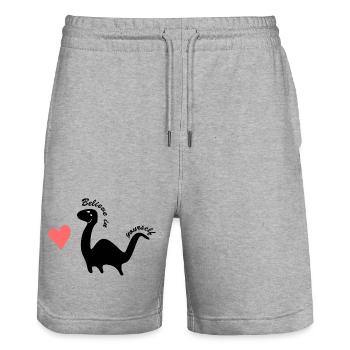 belive in yourself - Stanley/Stella Unisex Bio Joggingshorts Trainer  - Grau meliert - Vorne - Nik (191cm) & Marisol (170cm)