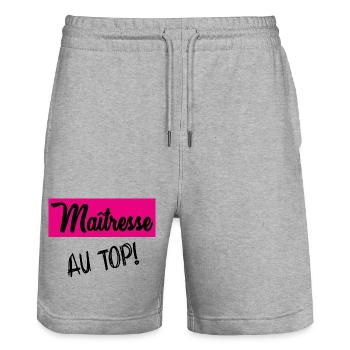 Danke, Herrin - Stanley/Stella Unisex Bio Joggingshorts Trainer  - Grau meliert - Vorne - Nik (191cm) & Marisol (170cm)