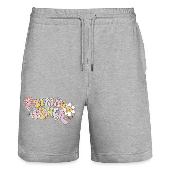 Spring Power Grovvy Frühlingsgefühl Blumen - Stanley/Stella Unisex Bio Joggingshorts Trainer  - Grau meliert - Vorne - Nik (191cm) & Marisol (170cm)