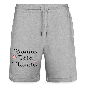 BONNE FÊTE MAMIE MAMAN - Short de jogging bio TRAINER Stanley/Stella unisexe - gris chiné - Devant - Nik (191cm) & Marisol (170cm)