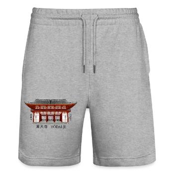 Nara Japon, Todai-ji, Temple bouddhiste - Short de jogging bio TRAINER Stanley/Stella unisexe - gris chiné - Devant - Nik (191cm) & Marisol (170cm)