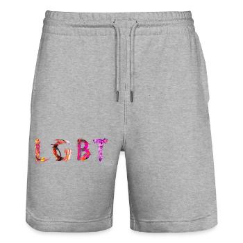 LGBT - Stanley/Stella Unisex Bio Joggingshorts Trainer  - Grau meliert - Vorne - Nik (191cm) & Marisol (170cm)