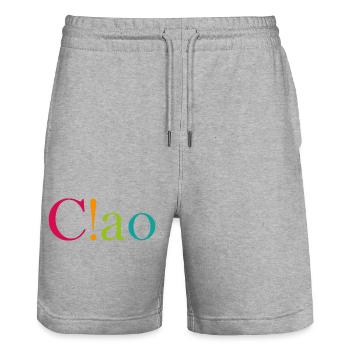 Farbiges Ausrufezeichen Logo - Stanley/Stella Unisex Bio Joggingshorts Trainer  - Grau meliert - Vorne - Nik (191cm) & Marisol (170cm)