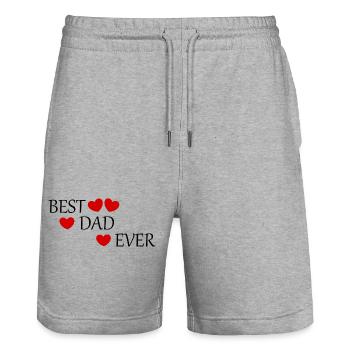 Geschenk Vater Geschenkidee Vatertag Geschenk Papa - Stanley/Stella Unisex Bio Joggingshorts Trainer  - Grau meliert - Vorne - Nik (191cm) & Marisol (170cm)