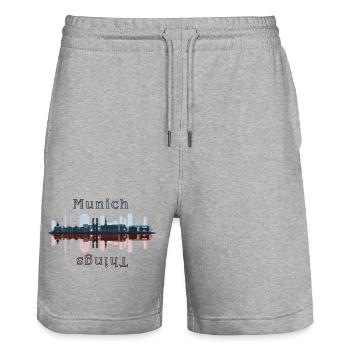 München Dinge - Stanley/Stella Unisex Bio Joggingshorts Trainer  - Grau meliert - Vorne - Nik (191cm) & Marisol (170cm)