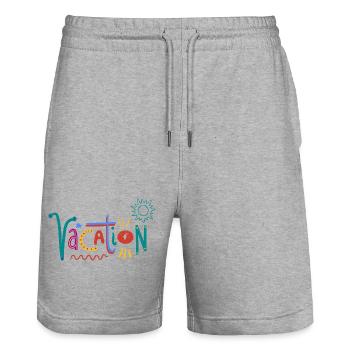 Bunte Valentinstag-Kunst mit Herzmotiven - Stanley/Stella Unisex Bio Joggingshorts Trainer  - Grau meliert - Vorne - Nik (191cm) & Marisol (170cm)