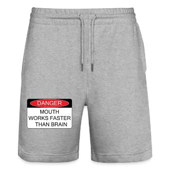 Mouth works faster - Stanley/Stella Unisex Bio Joggingshorts Trainer  - Grau meliert - Vorne - Nik (191cm) & Marisol (170cm)