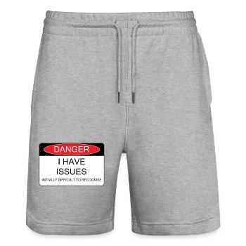 I have Issues - Stanley/Stella Trainer Unisex Organic Jogging Shorts - heather grey - Front - Nik (191cm) & Marisol (170cm)